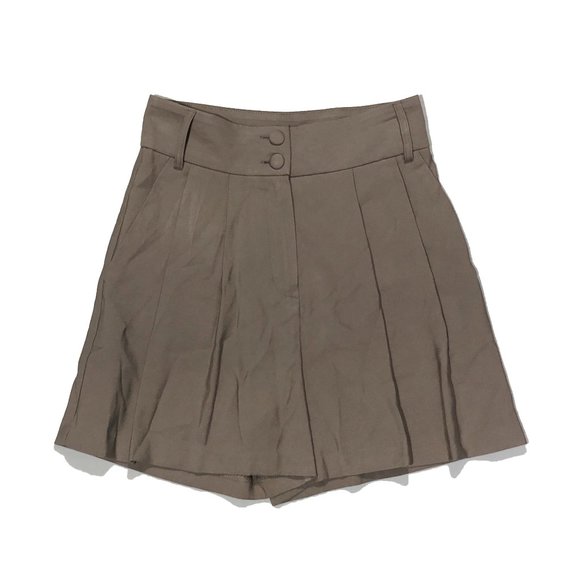 Primark Cares Womens Size 0 Olive Green Flared Pleated High Rise Short Skort - Picture 1 of 8
